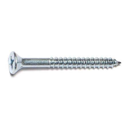 Midwest Fastener Wood Screw, #14, 2-1/2 in, Zinc Plated Steel Flat Head Phillips Drive, 20 PK 68525